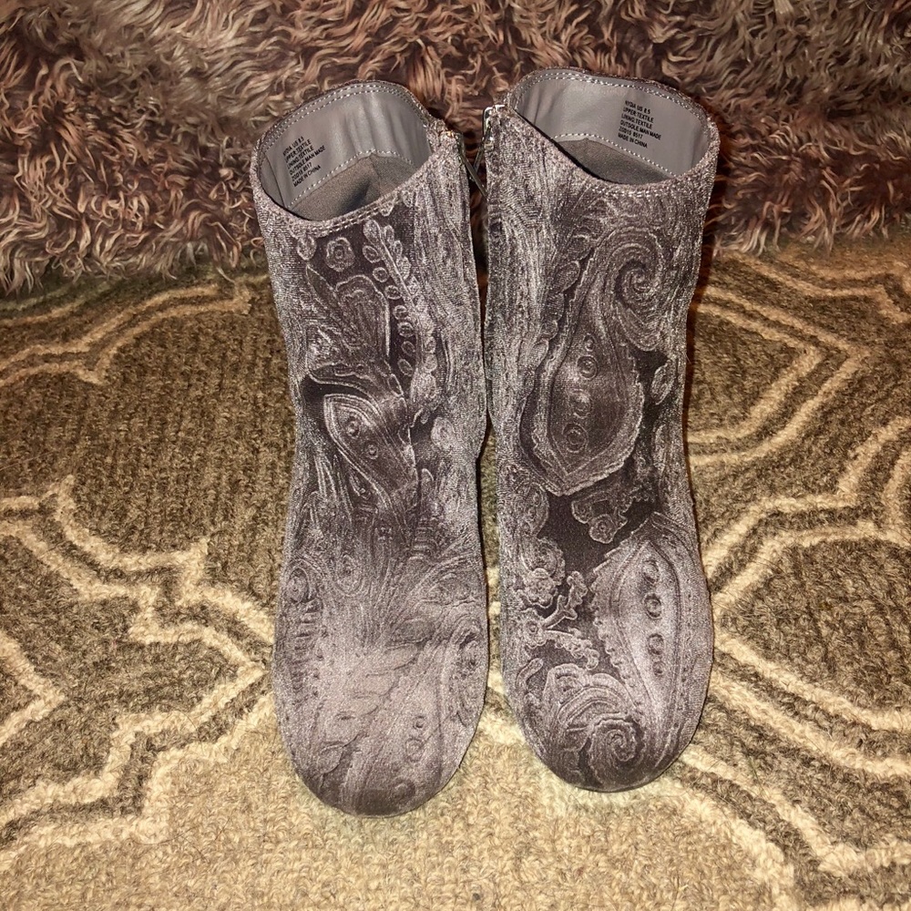 Printed Velvet Booties - Picture 2 of 3